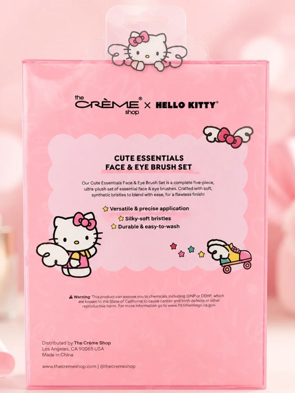 The Crème Shop x Hello Kitty Cute Essentials 5 Pc Face & Eye Brush Set New